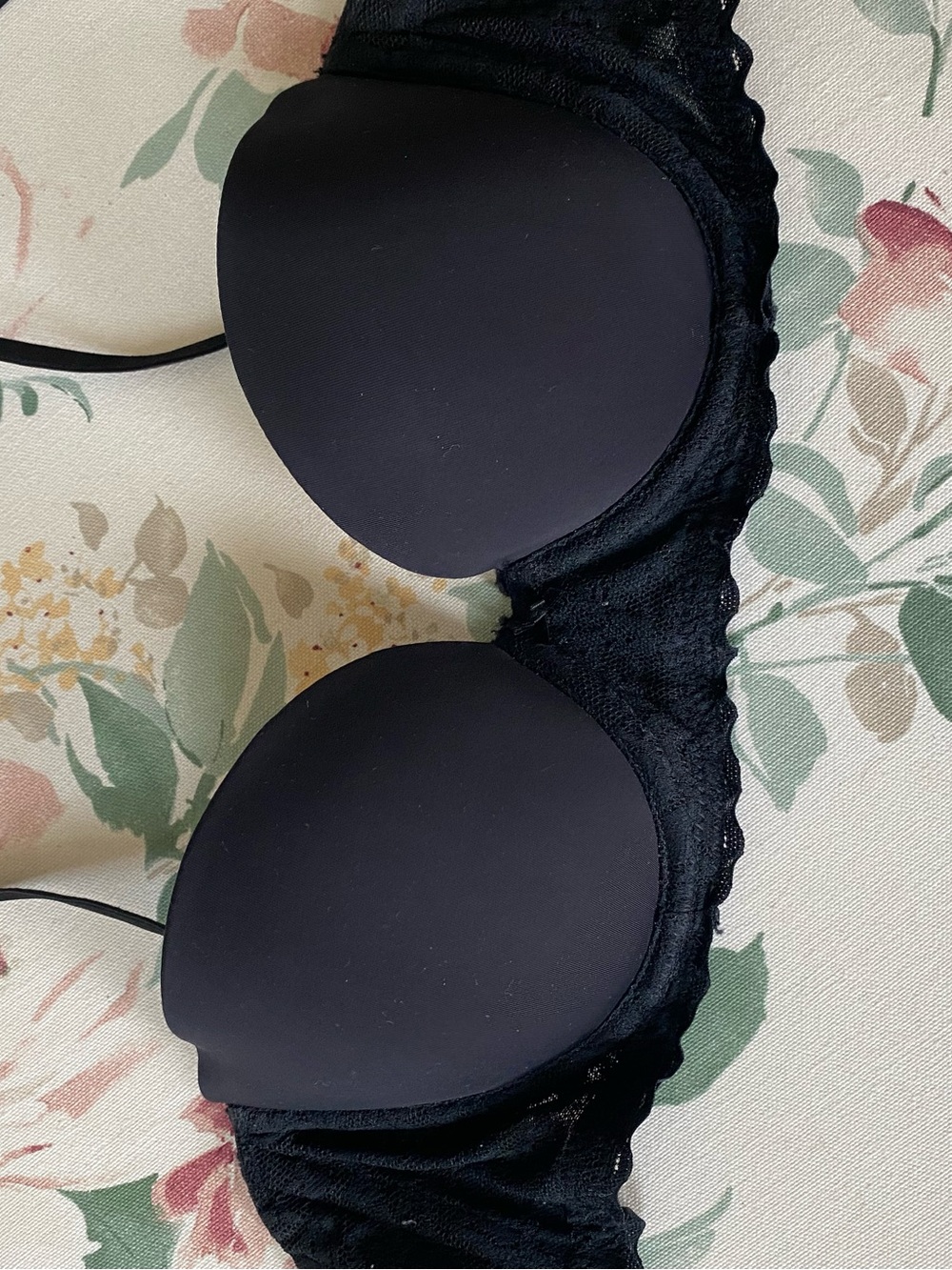 aerie Black Lace strapless Bra with Molded Cups